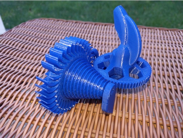 whimsical sprinkler-64 outdoor Garten Gang steampunk turbine Wasser-turbine Schneckengetriebe 3D print model - Mito3D