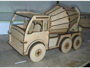 beton kamyon araç 3mm mdf lasercut lazer kesim 3d print model - Mito3D