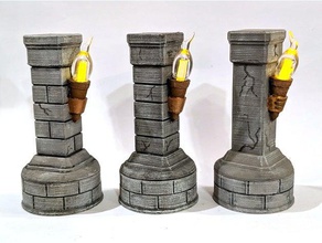 stone pillar flickering torch toy game accessories 28mm column dungeon gloomhaven led nsfw tealight 3d print model - Mito3D