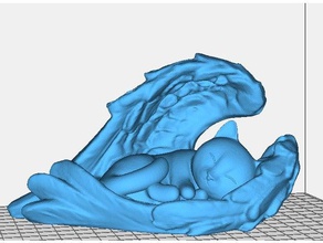 angel cat animaux ornement la sculpture chat endormi 3d print model - Mito3D