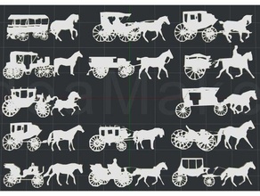 horse buggy 2d wall art collection 3d print model - Mito3D