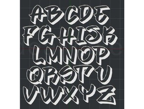 grafiti yazı alfabesi 2d duvar sanatı 3d print model - Mito3D