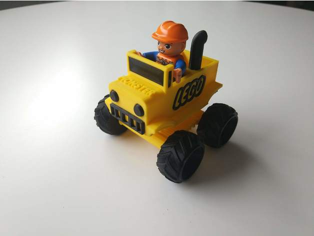 duplo monster truck construction toys car lego compatible 3D print model - Mito3D