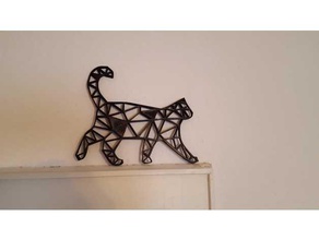 2d low poly cat wall decor 2ddesign black decoration kitten lopoly lowpoly 3d print model - Mito3D