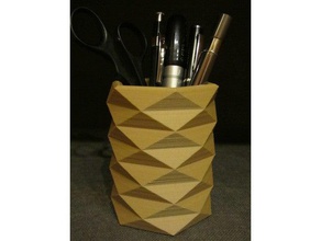 geometric pen holder organization wood 3d print model - Mito3D