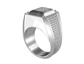 mens ring pattern 01 fashion 3d printed jewellery gemstone jewelry resin printer texture 3d print model - Mito3D