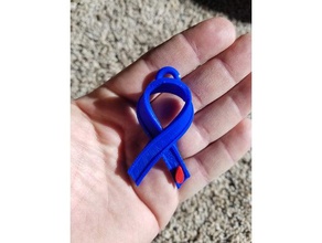 diabetes ribbon keychain keychains 3d print model - Mito3D