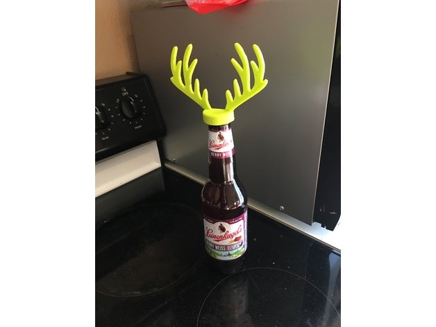 reinbeer antlers food drink 3d printed beer bottle cap christmas decoration gift holiday nsfw reindeer topper yule 3D print model - Mito3D