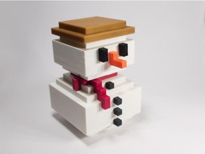 8 bits de muñeco nieve decoración 8bit navidad la sombrero bufanda 3d print model - Mito3D