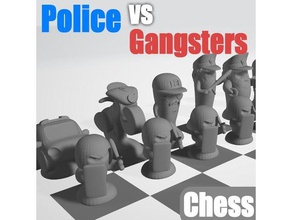 jeu d'échecs de police vs gangsters amusant 3d print model - Mito3D