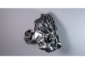 cranio di pietra anello in low poly anelli 3d print model - Mito3D