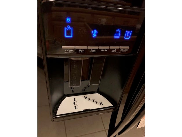 whirlpool fridge icewater label plate kitchen dining refrigerator 3D print model - Mito3D