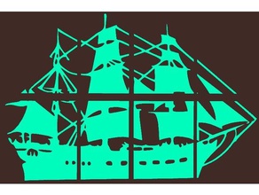 barco pirata de secciones en 2d arte pared 8 pc 3d print model - Mito3D