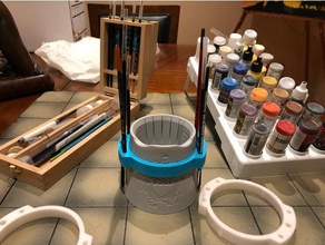 citadel water pot paint brush holders art tools tub gamesworkshop miniature painting stand 3d print model - Mito3D
