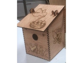madeira compensada de nidificação aves caixa ao ar livre jardim lasercut 3d print model - Mito3D