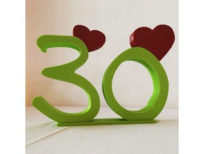 happy 30th birthday 2d art 3d print model - Mito3D