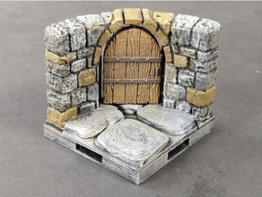 openforge 20 dungeon stone curved doors toy game accessories dnd tiles miniatures openforge2 pathfinder rpg tabletop terrain 3d print model - Mito3D