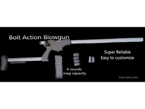 bolt action blowgun toys games cool fun reliable 3d print model - Mito3D