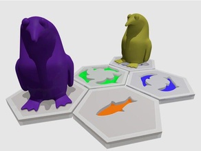 trout bout games boardgame fish hexagon penguin 3d print model - Mito3D
