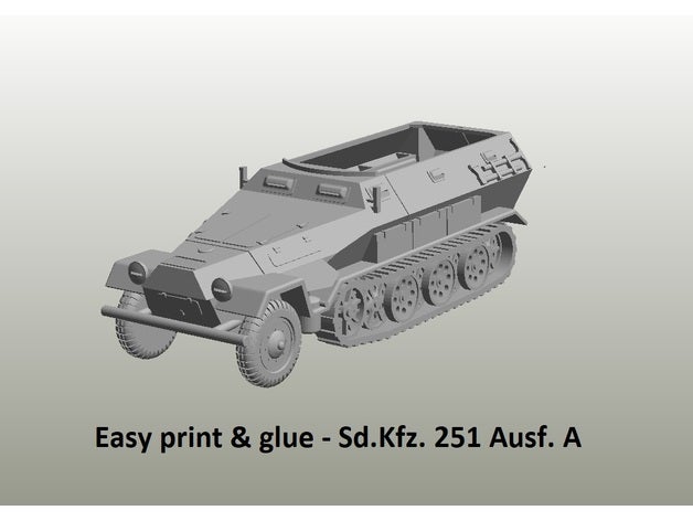 easy print glue sdkfz 251 ausf vehicles 3D print model - Mito3D