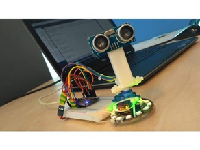 caso anexando o sensor ultra-sônico de servo eletrônica 9g radar montagem 3d print model - Mito3D