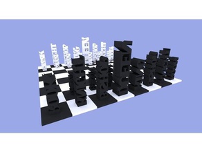 literal chess pieces games boardgames board 3d print model - Mito3D