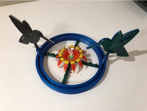 Kolibris drehen Skulptur interactive Kunst Blume Fliegen humming bird 3d print model - Mito3D