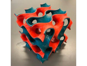 iki renk gyroid matematik sanat çift ekstruzyon sanatı minimal yüzey iş ortamına uygun olmayan 3d print model - Mito3D