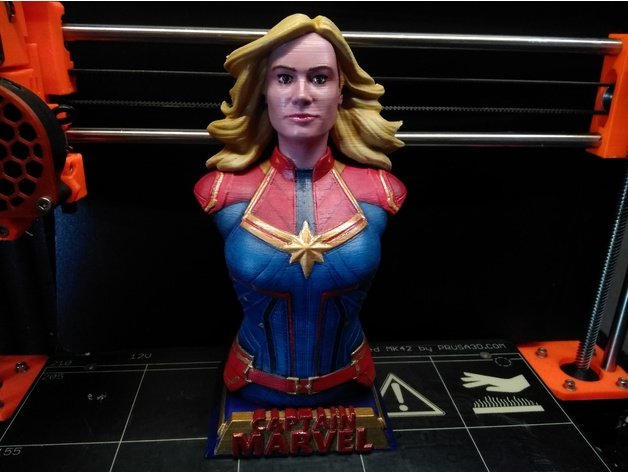 captain marvel bust art avengers brie larson endgame sculpture statue 3D print model - Mito3D