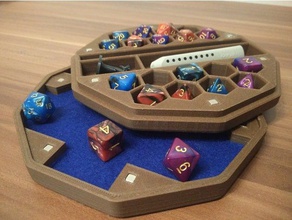 dice box tray 18 slot miniature pen rubber magnetic toys games dnd dungeons dragons minatures pathfinder rpg tabletop gaming 3d print model - Mito3D