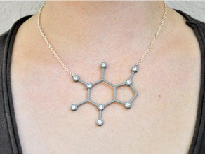 caffeine molecule pendant necklace jewelry chemistry chocolate coffee energy tinkercad 3d print model - Mito3D