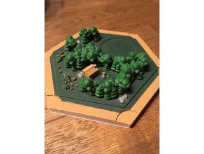 catan wood landscape magnetic base remix toys & games hex resource settlers 3d print model - Mito3D