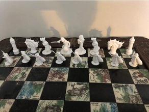 my compilation thingiverse makes cool chess set 3d printing castle pieces horse head medieval figures 3d print model - Mito3D
