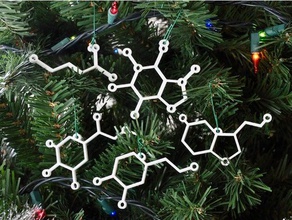 molekül süsler dekor adrenalin kafein kimya Noel dekorasyon süsü dopamin gaba tutucu tatil serotonin 3d print model - Mito3D