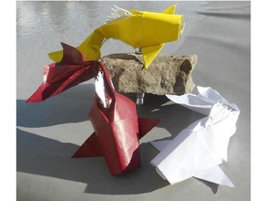 super peixe 2019 esculturas a arte deco presente koi ímã origami papel tubarão 3d print model - Mito3D