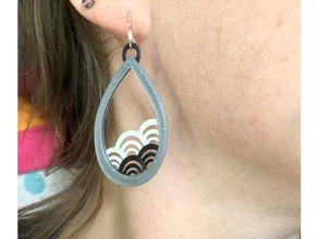 remixed minimal waves earrings jewelry tinkercad 3d print model - Mito3D