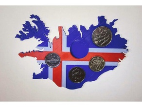 a islândia moeda mapa passatempo 3d print model - Mito3D
