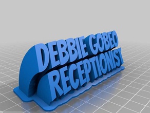 debbie gobeo de barrido 2-nombre la línea placa oficina personalizado 3d print model - Mito3D