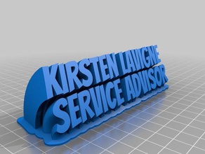 kirsten lavigne sweeping 2-line name plate office customized 3d print model - Mito3D
