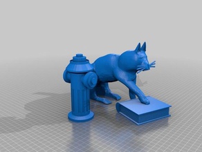 sophisticated cat next fire hydrant sculptures 3d print model - Mito3D