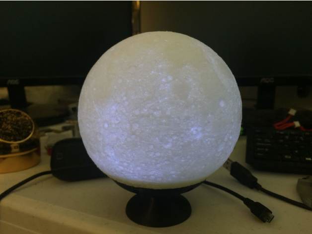 stand 65mm high detailed moon lamp physics & astronomy 3D print model - Mito3D