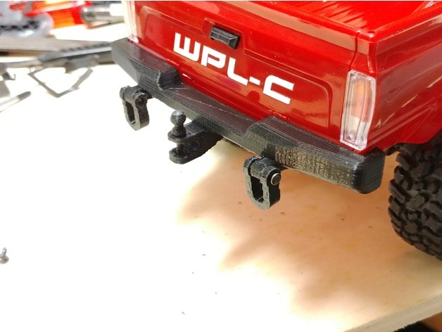 pára-choques traseiro wpl c24 barra de reboque grilhões rc veículos 3D print model - Mito3D