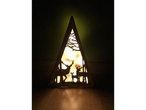 lasercut wooden led christmas scene triangle decor ornament nsfw 3d print model - Mito3D