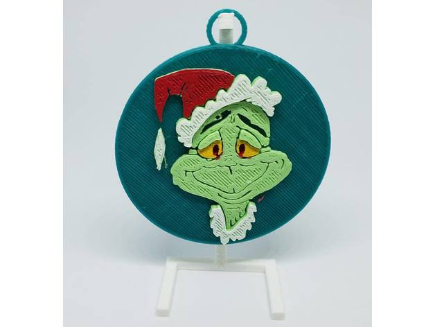 grinch ornamento rodada decoração 3D print model - Mito3D