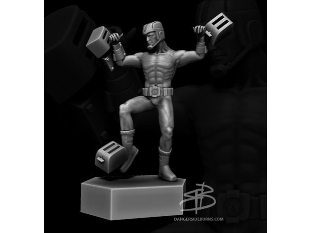 uomo che combatte tostapane statua sculture arcade bizzarro nintendo parodia smash tv snes videogioco 3D print model - Mito3D