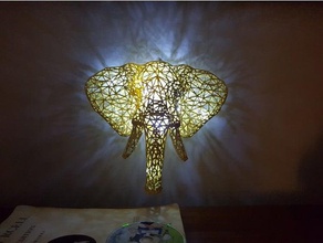 elephant voronoi wall art light sculptures decorative lamp shadow 3d print model - Mito3D