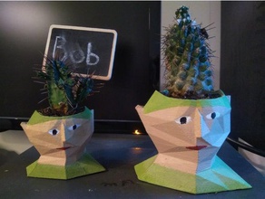 gnome child cactus pot decor 3d print model - Mito3D