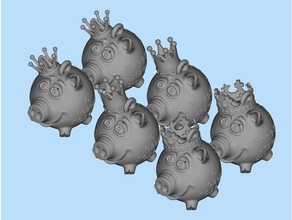 pig royal family toys games king 3d print model - Mito3D