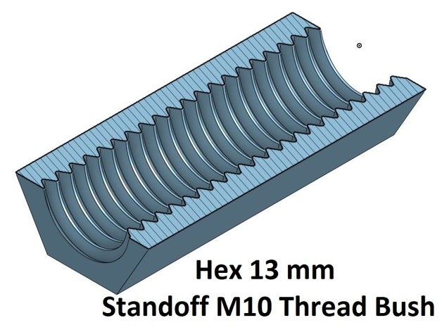 hex 13 mm manchon fileté 10 20 30 40 50 60 70 80 90 100 m10 3d de l'imprimante pièces filetage m8 douille filetée le 3D print model - Mito3D