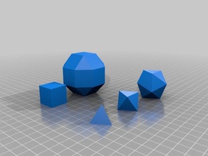 basic geometric shapes d4 d6 d8 d20 d26 dice art dices game geometrical math mathematics model models 3d print model - Mito3D